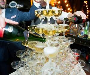 Tower of champagne coupes