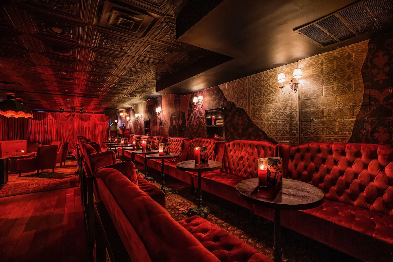 Velvet banquette seating